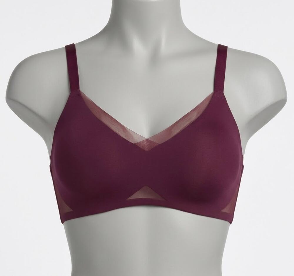 Honeylove Bra Plus 2X Honeylove Crossover Bra Fig Burgundy Wireless Mesh